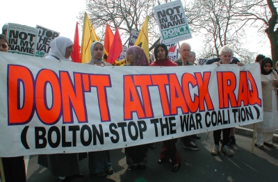 photo: Bolton banner 'dont attack iraq'